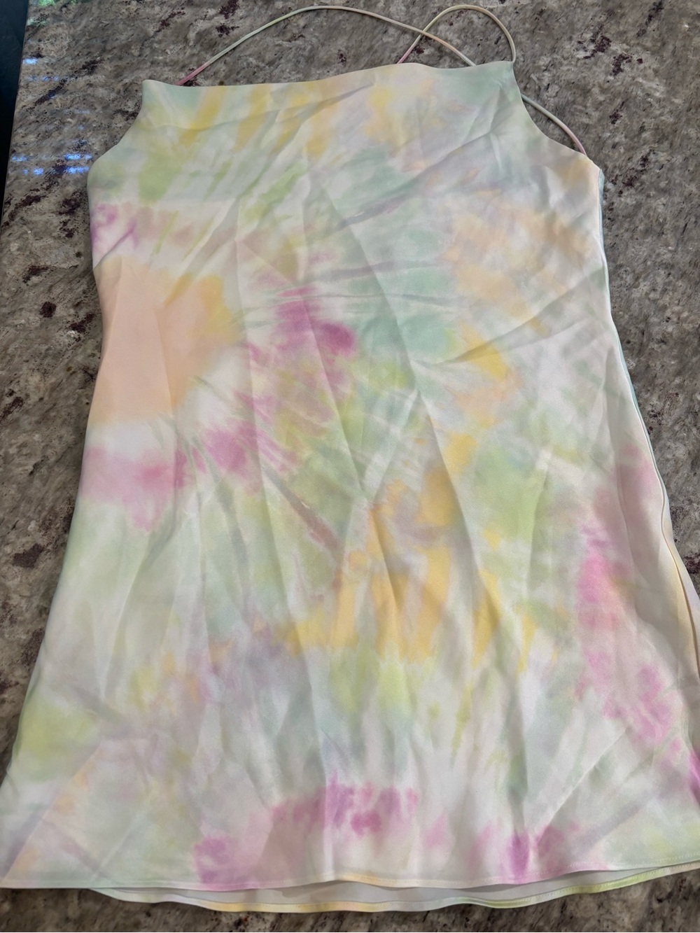 Zara Pastel Tie-Dye Mini Dress in Pink, Yellow, Green
